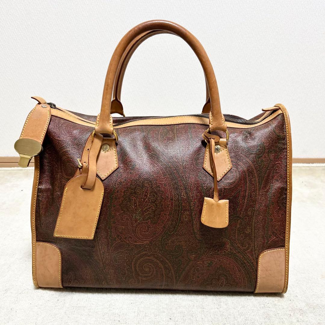 専用　エトロ　ETRO ボストンバッグ　ビジネスバッグ　ペイズリー　赤　PVC