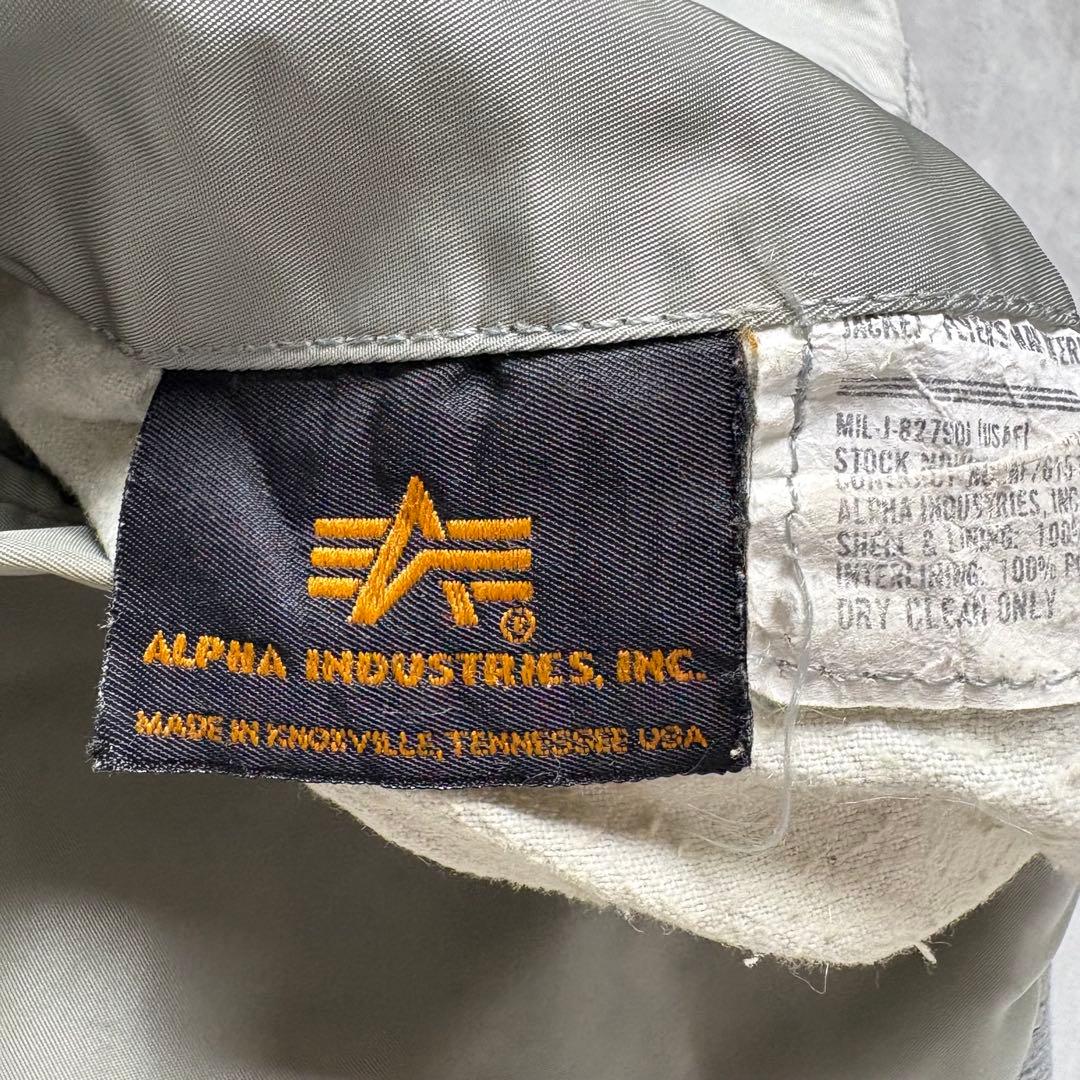90s USA製 ALPHA MA-1 ボンバージャケット　シルバー　LARGE