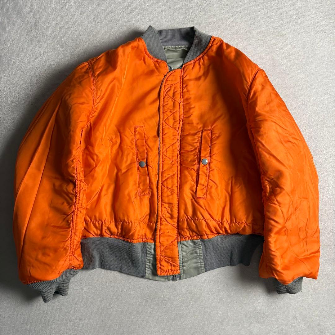 90s USA製 ALPHA MA-1 ボンバージャケット　シルバー　LARGE