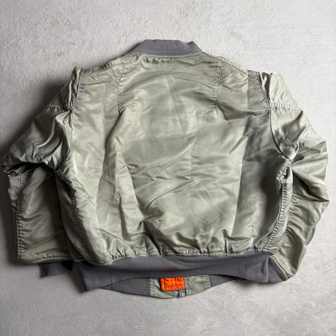 90s USA製 ALPHA MA-1 ボンバージャケット　シルバー　LARGE