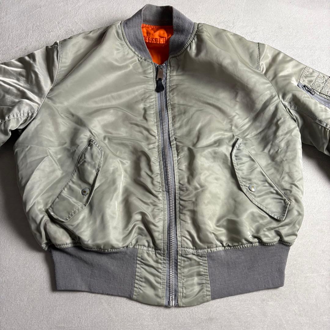 90s USA製 ALPHA MA-1 ボンバージャケット　シルバー　LARGE