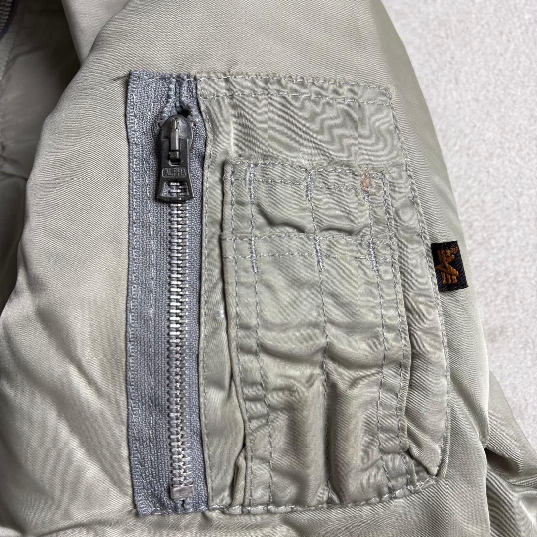 90s USA製 ALPHA MA-1 ボンバージャケット　シルバー　LARGE