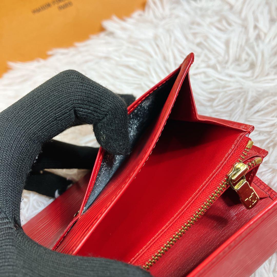 超美品 ルイヴィトン エピ ポシェット ポルトモネ クレディ 長財布 レッド