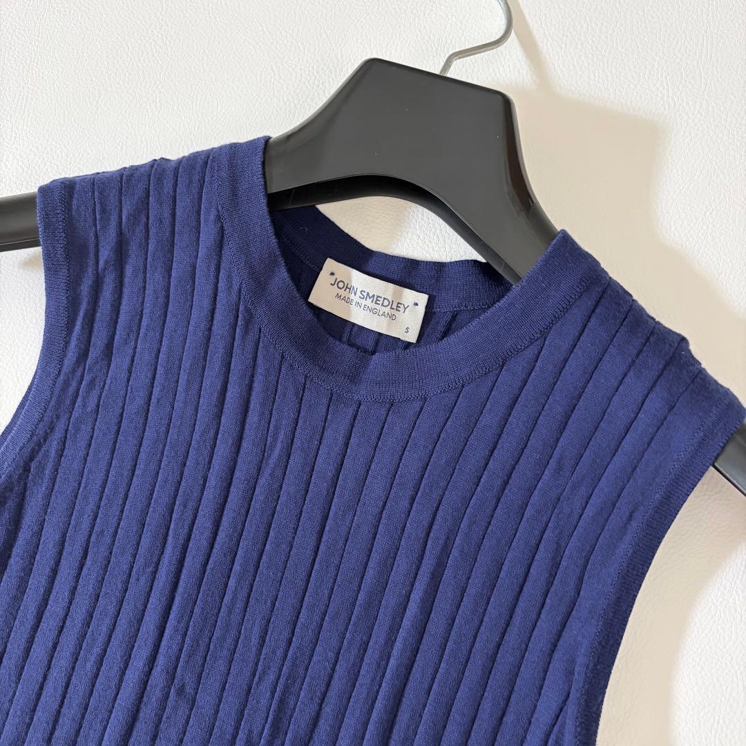 美品　ジョンスメドレー　シーアイランドコットン　アンサンブル　リブニット　紺