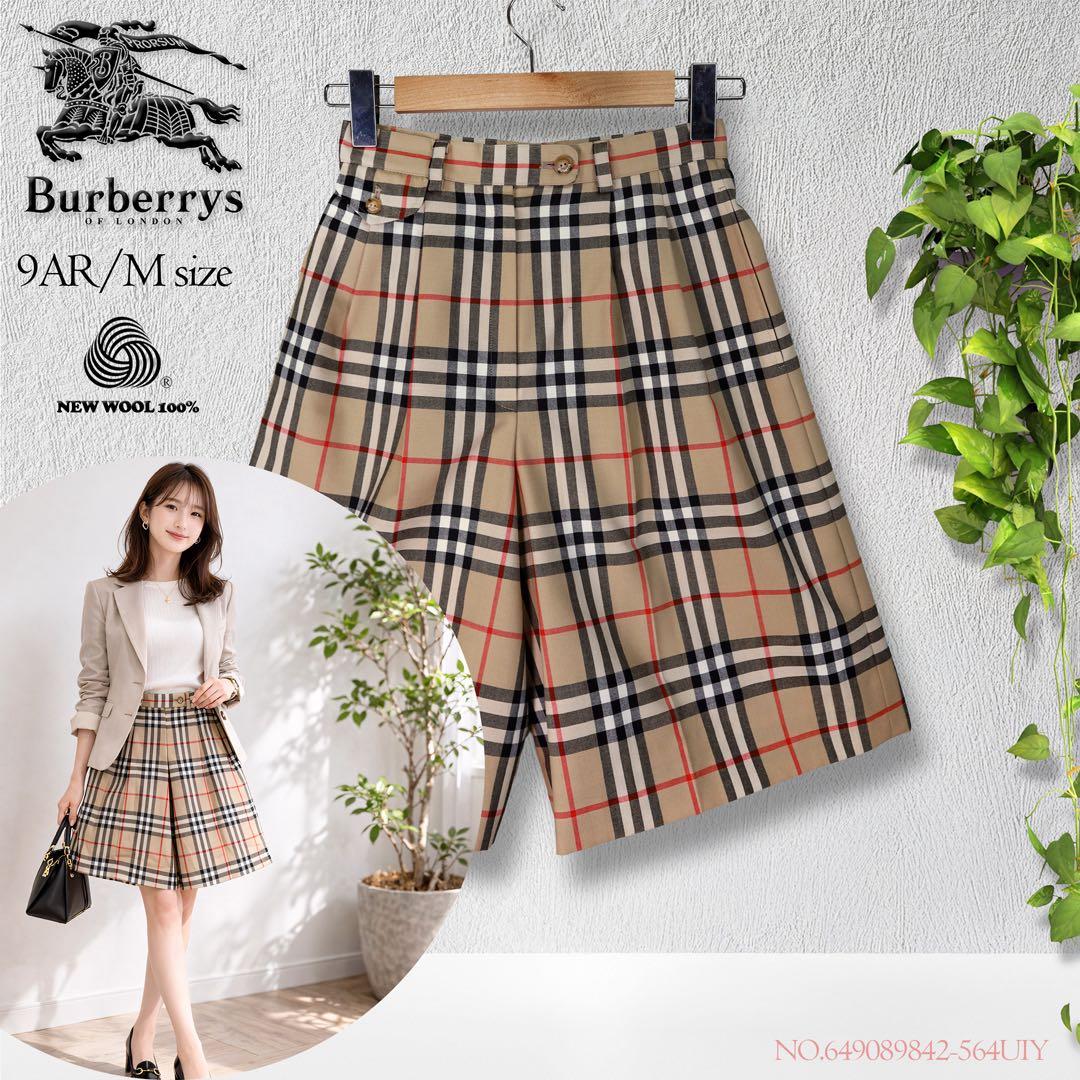 【美品】BURBERRY ノバチェック キュロット ハーフパンツ M ウール