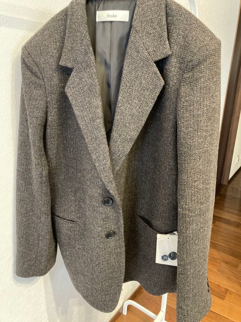 anuke Herringbone Wool Jacket ブラウン 36