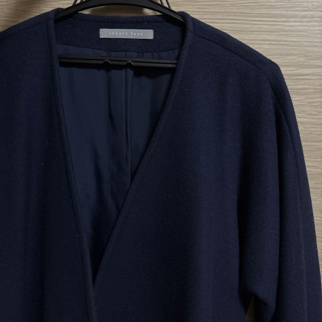theory luxe ネイビー ロングコート ベルト付き セオリーリュクス