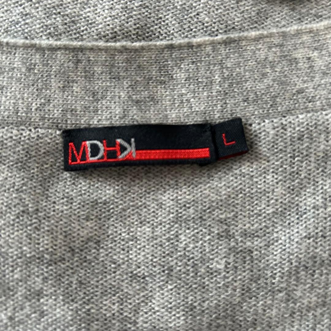 未使用 カシミア100% ツインニット アンサンブル 半袖M 長袖L 杢グレー