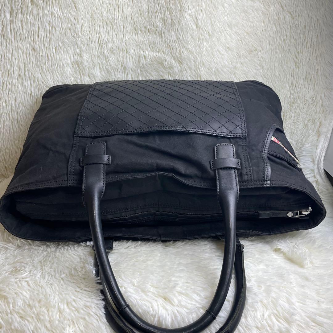 DIESEL ディーゼル ボストンバッグ キャンバス レザー キルティング 黒