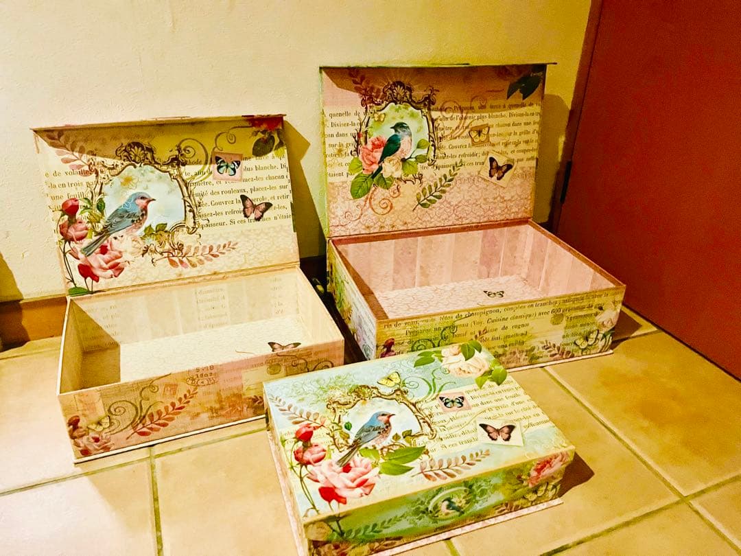 だいふくです。2セット収納ボックス 花鳥模様　花更紗