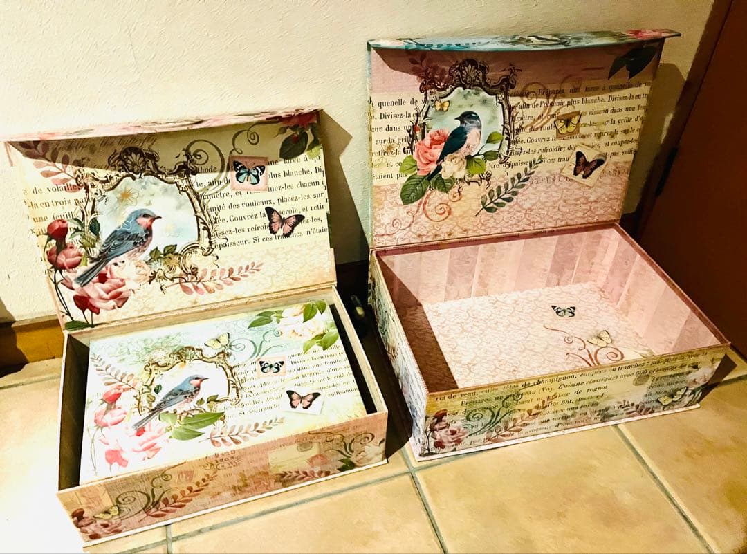 だいふくです。2セット収納ボックス 花鳥模様　花更紗