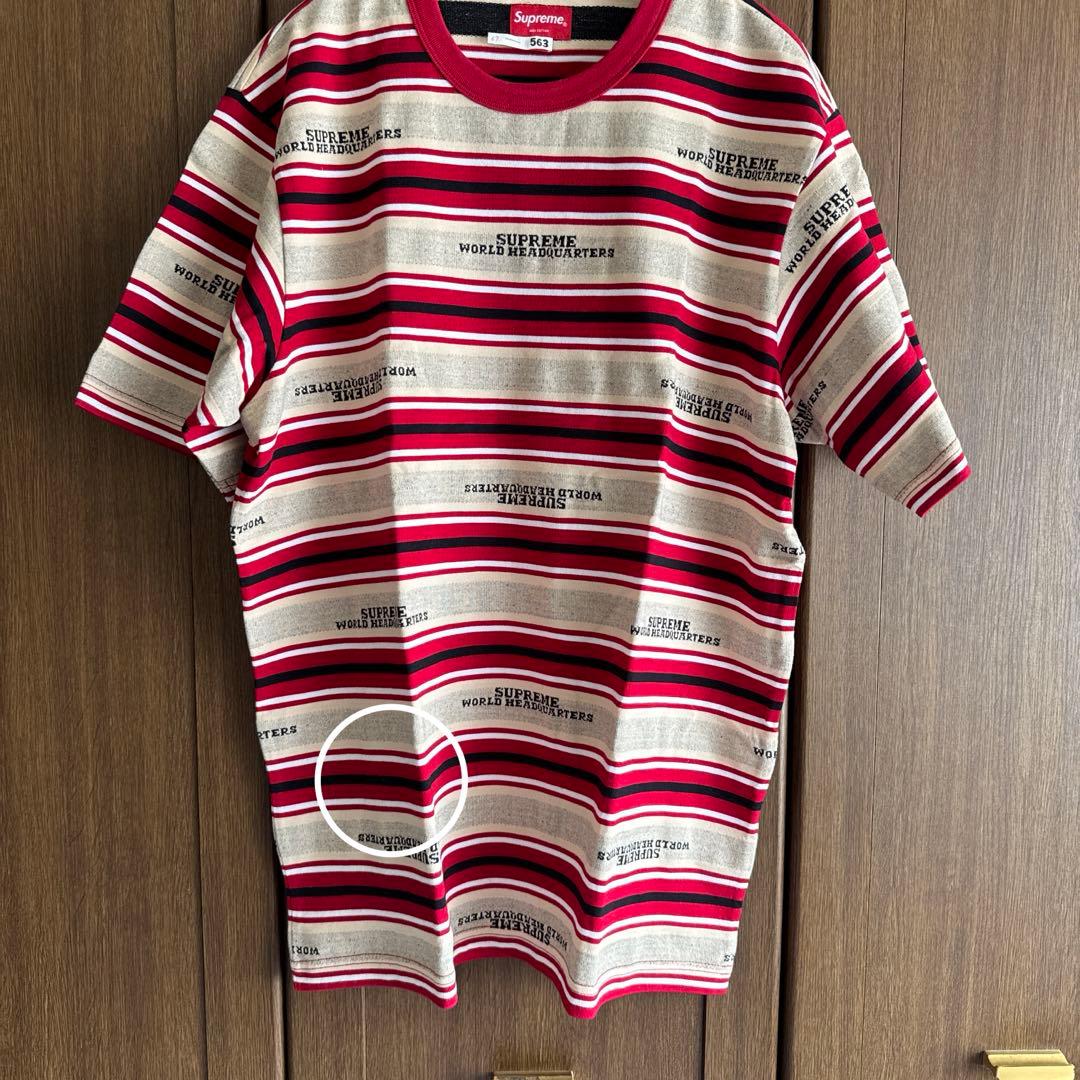 シュプリーム マルチボーダー 総柄ロゴ Tシャツ 半袖 ジャガード織り 刺繍　M