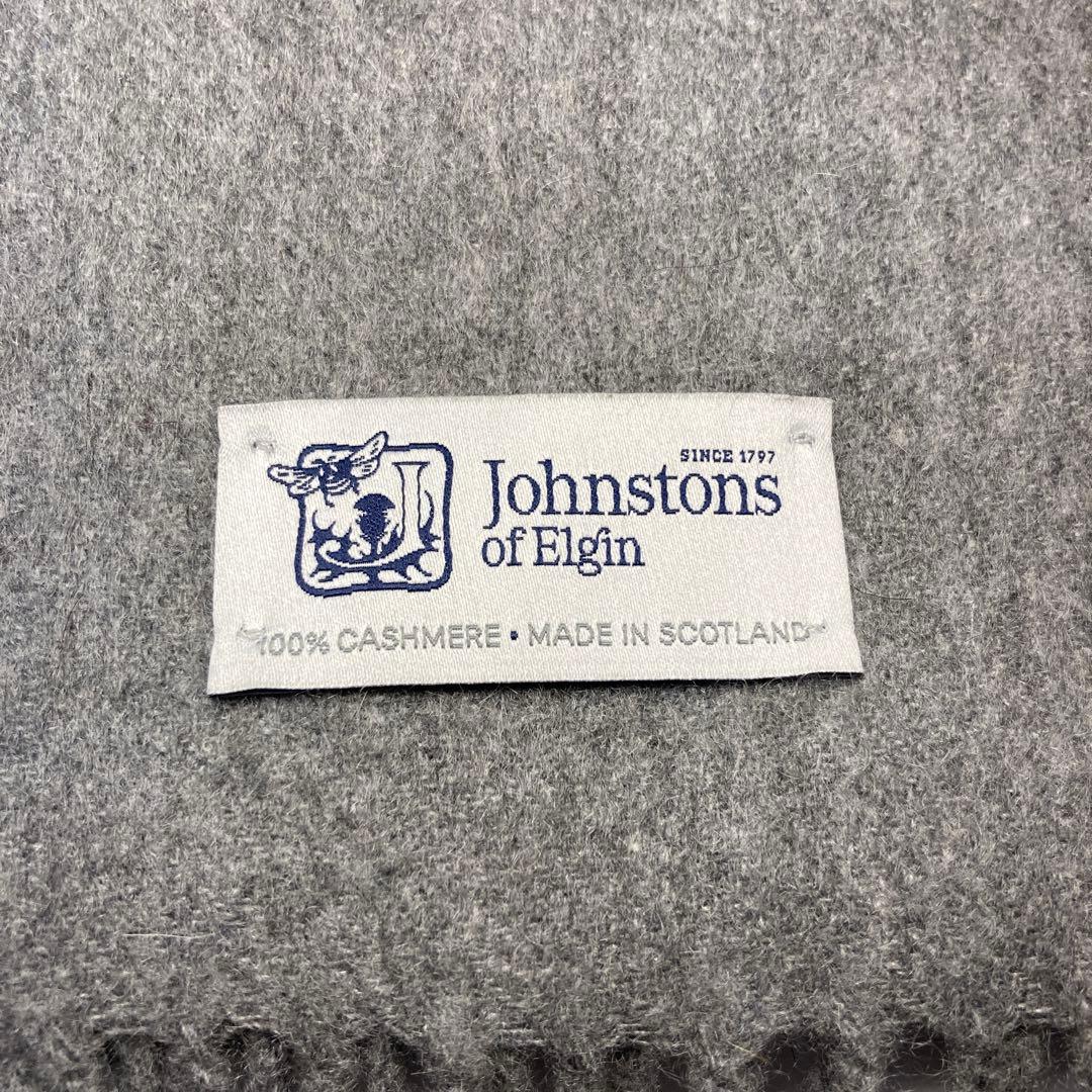 美品 ジョンストンズ カシミヤ100％ 中判ストール グレー 国内正規品
