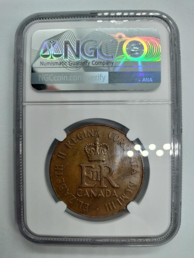 NGC MS63BN 1953年カナダブロンズエリザベス2世戴冠式