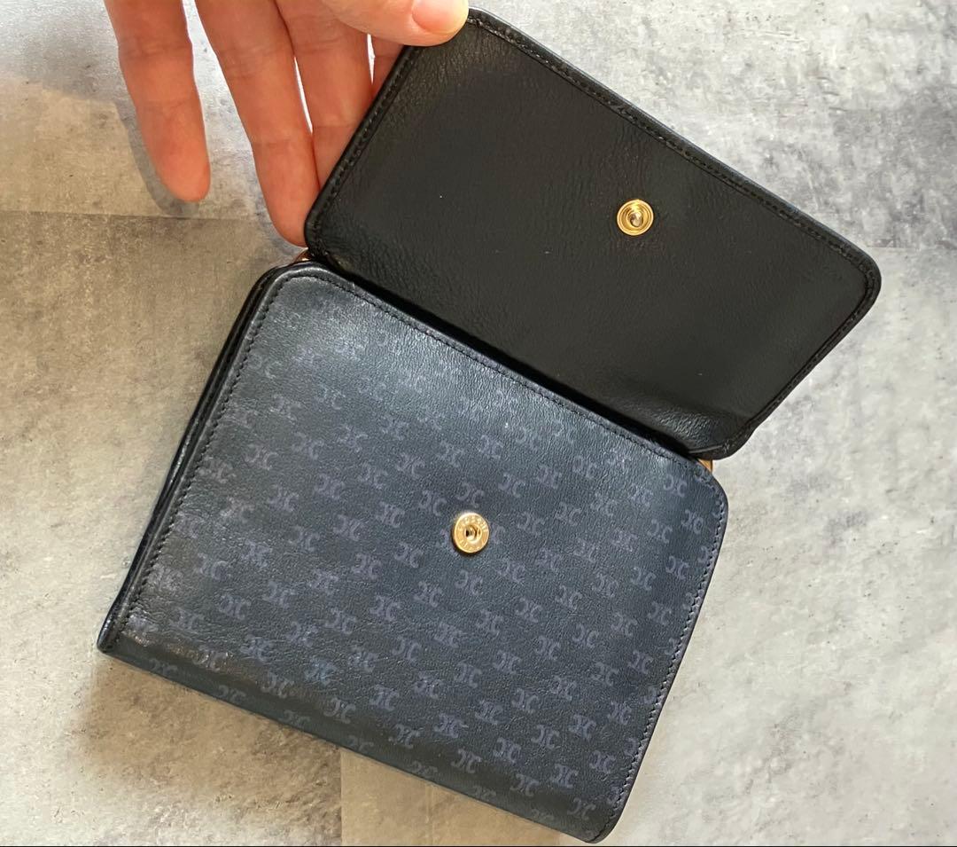 CELINE マカダム柄 ロゴプレート がま口 財布 ビンテージ