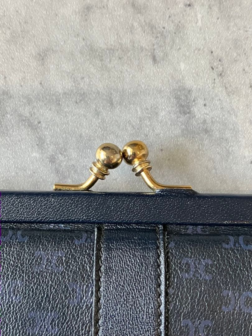 CELINE マカダム柄 ロゴプレート がま口 財布 ビンテージ