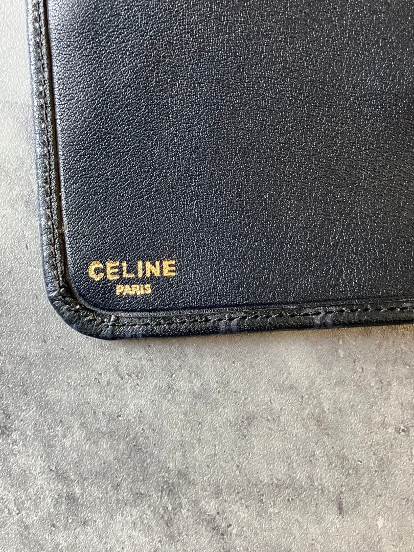CELINE マカダム柄 ロゴプレート がま口 財布 ビンテージ
