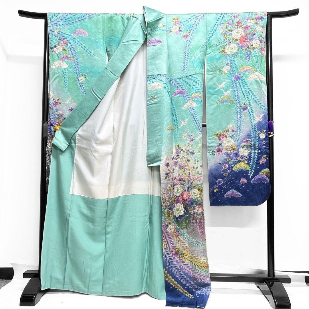振袖　辻ヶ花　作家もの　絞り　藤の花　観世水　夢幻辻ヶ花　着物　015b p