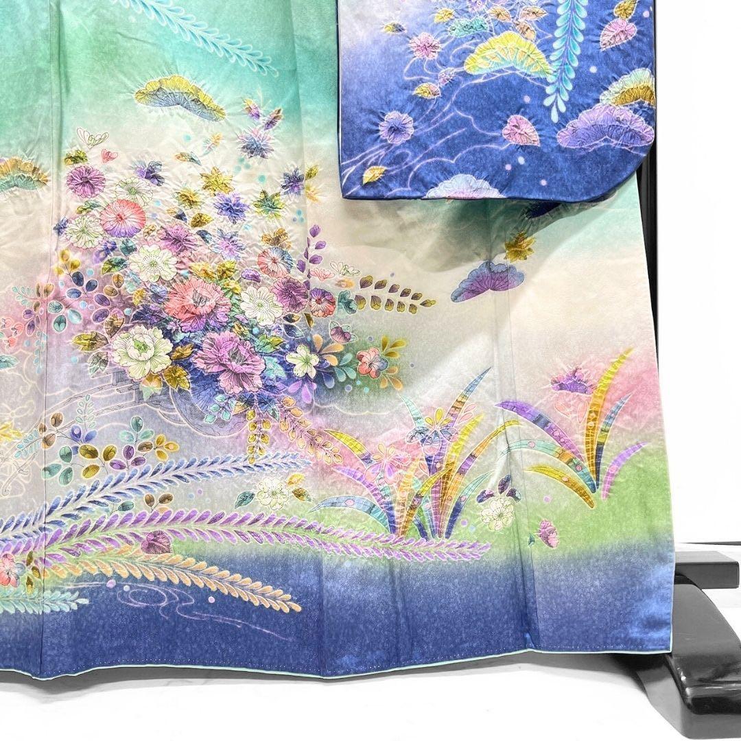 振袖　辻ヶ花　作家もの　絞り　藤の花　観世水　夢幻辻ヶ花　着物　015b p