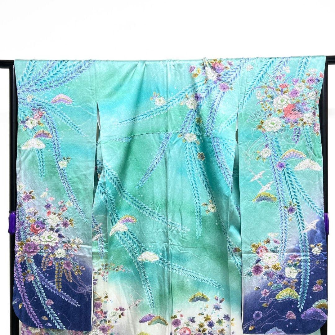 振袖　辻ヶ花　作家もの　絞り　藤の花　観世水　夢幻辻ヶ花　着物　015b p