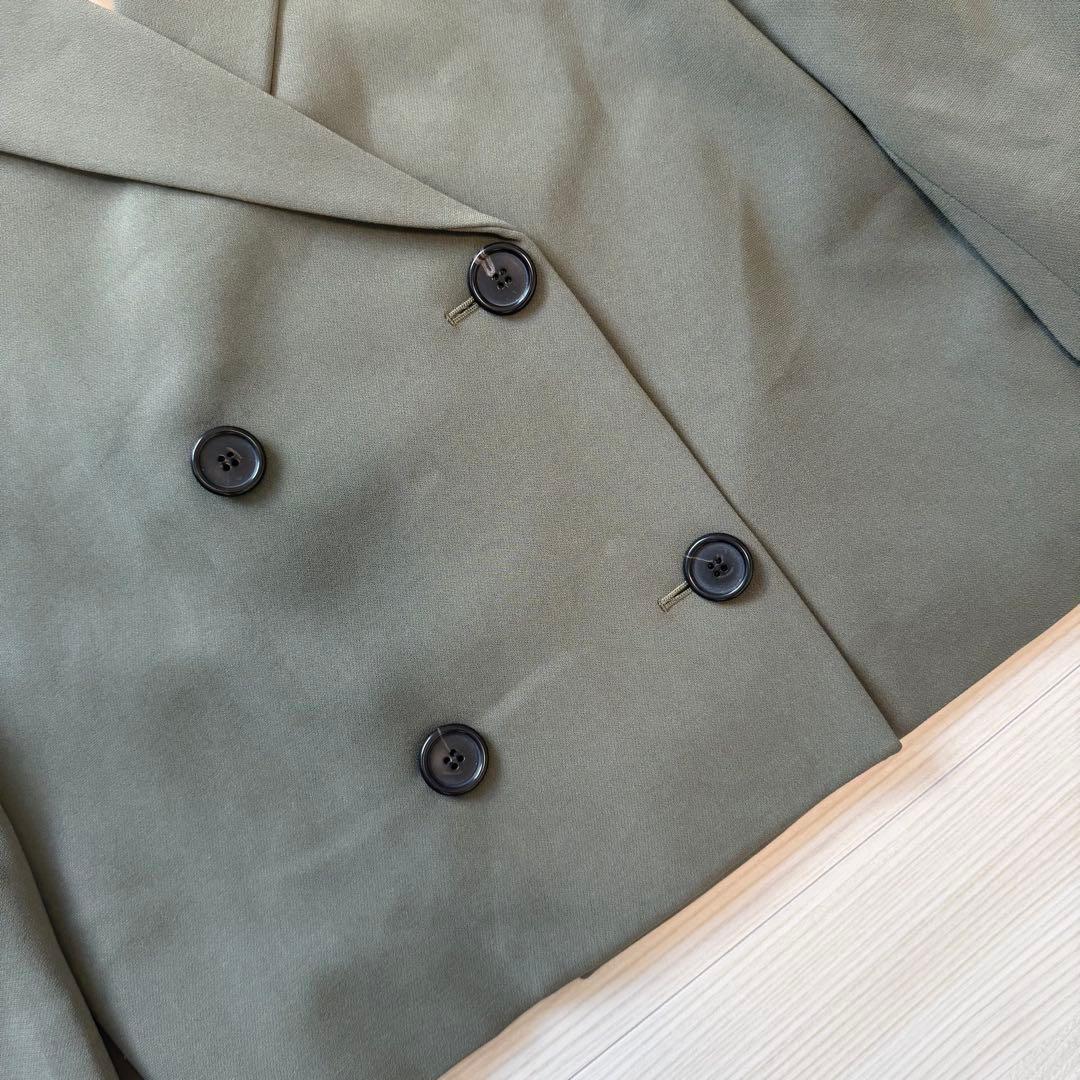 【極美品】セオリー クロップドダブルジャケット ショート XL 23AW カーキ