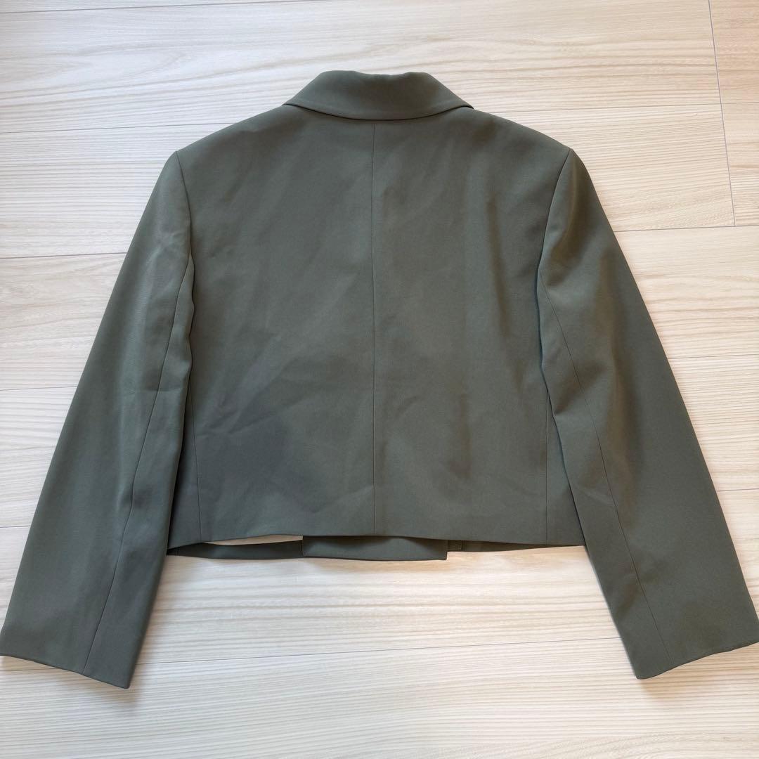 【極美品】セオリー クロップドダブルジャケット ショート XL 23AW カーキ