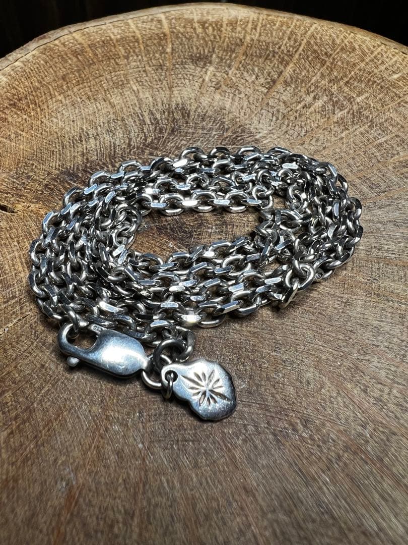 SAAD シルバー 925 4mm あずき チェーンネックレス 60cm