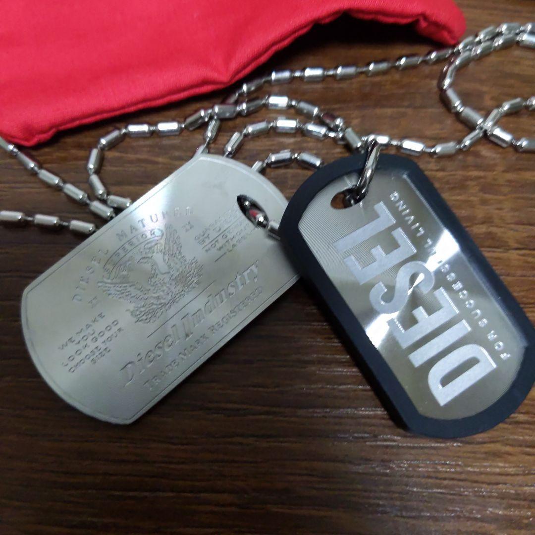 値下げ！DIESEL ドッグタグネックレス 赤いポーチ付き