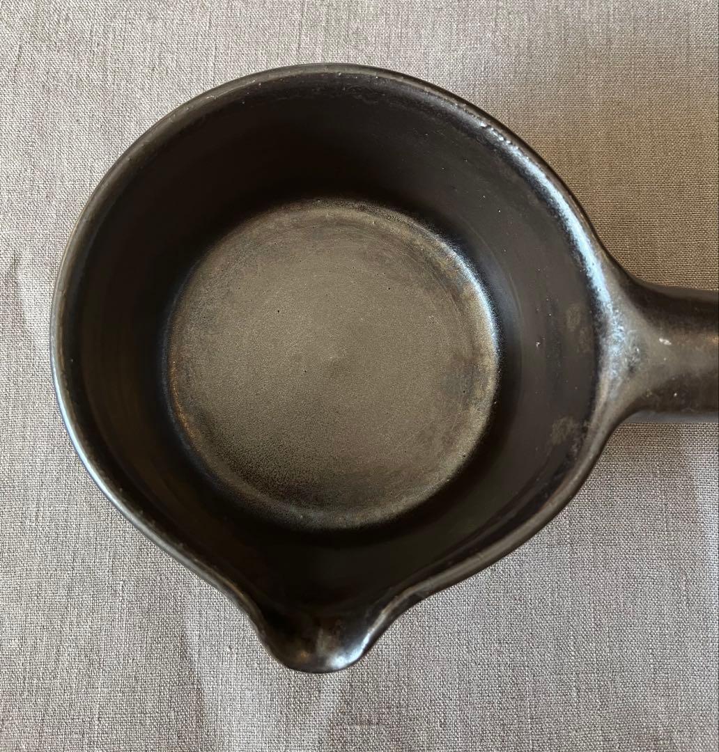 八木橋昇　片手鍋　耐熱陶器　黒