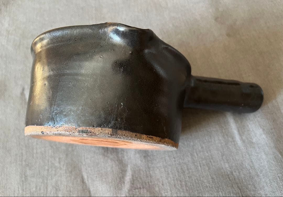 八木橋昇　片手鍋　耐熱陶器　黒