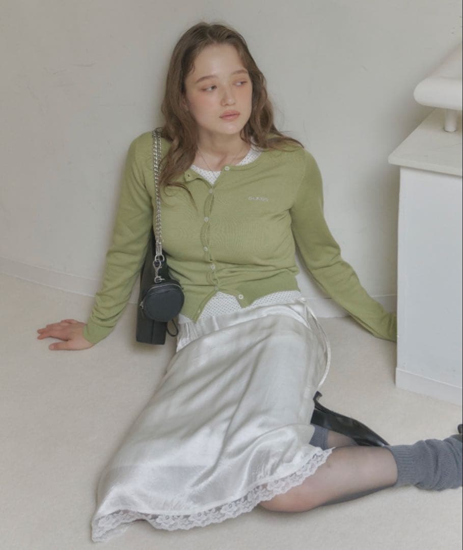 crushed satin lace skirt クラッシュサテンレーススカート