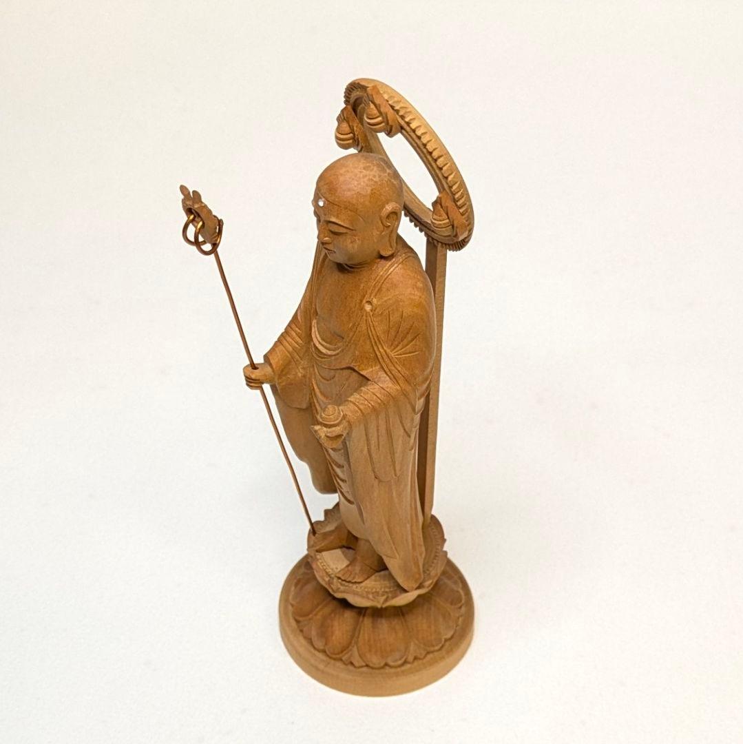 【セール・新品】 地蔵菩薩　木地彫り　総高さ約18㎝ 　仏像　地蔵　菩薩
