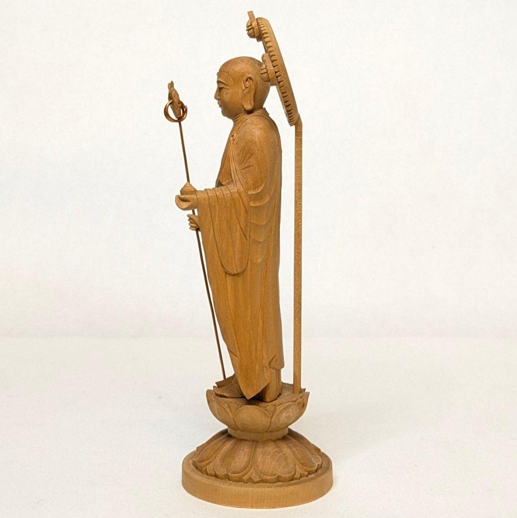 【セール・新品】 地蔵菩薩　木地彫り　総高さ約18㎝ 　仏像　地蔵　菩薩