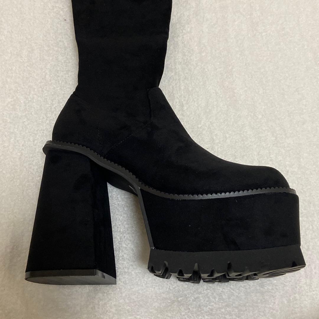 ✨極美品✨エモダ/スクエアフィットロングブーツ/ニーハイブーツ/ブラック/S
