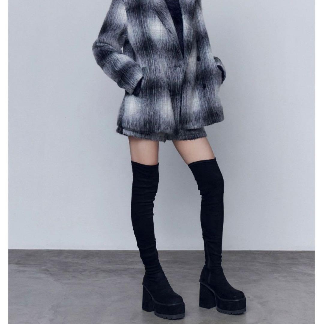 ✨極美品✨エモダ/スクエアフィットロングブーツ/ニーハイブーツ/ブラック/S