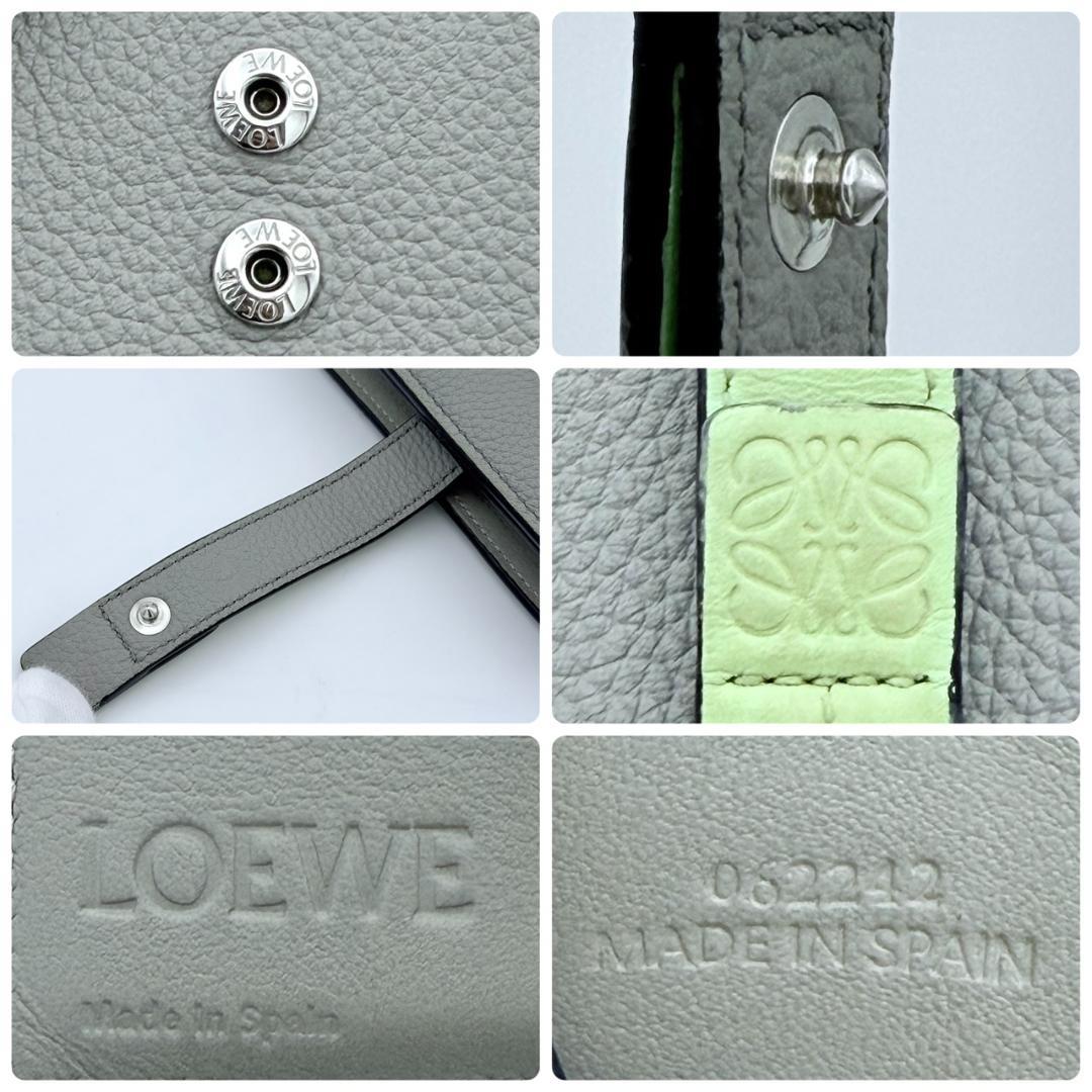 LOEWE ロエベ アナグラム スリムジップ バイフォールドウォレット グレー