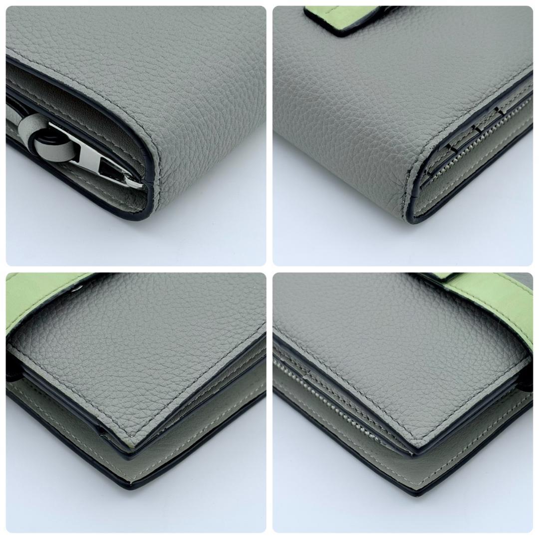 LOEWE ロエベ アナグラム スリムジップ バイフォールドウォレット グレー
