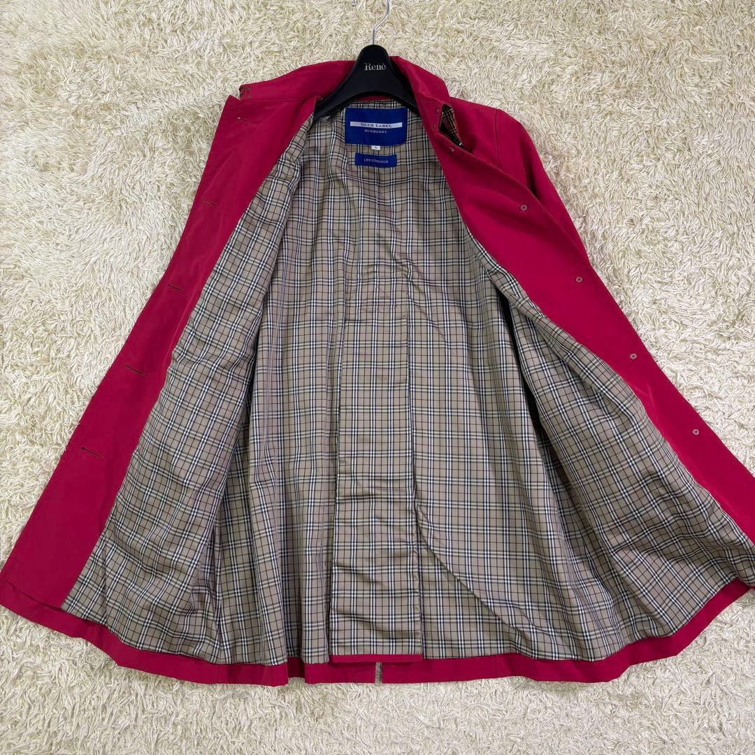 美品　希少カラー　バーバリーブルーレーベル　ノバチェック　トレンチコート