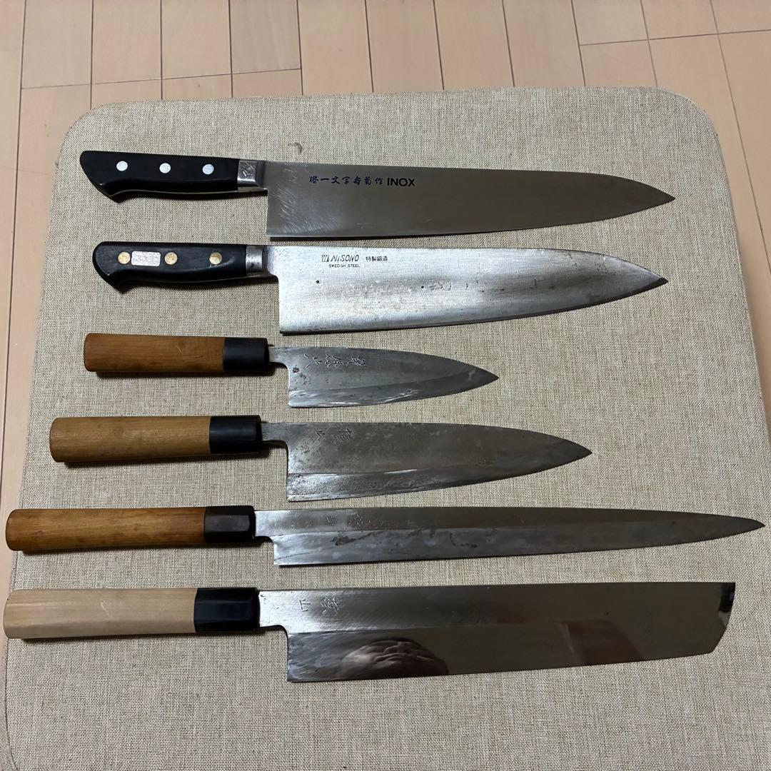 出刃、柳刃、薄刃、牛刀　6本セット