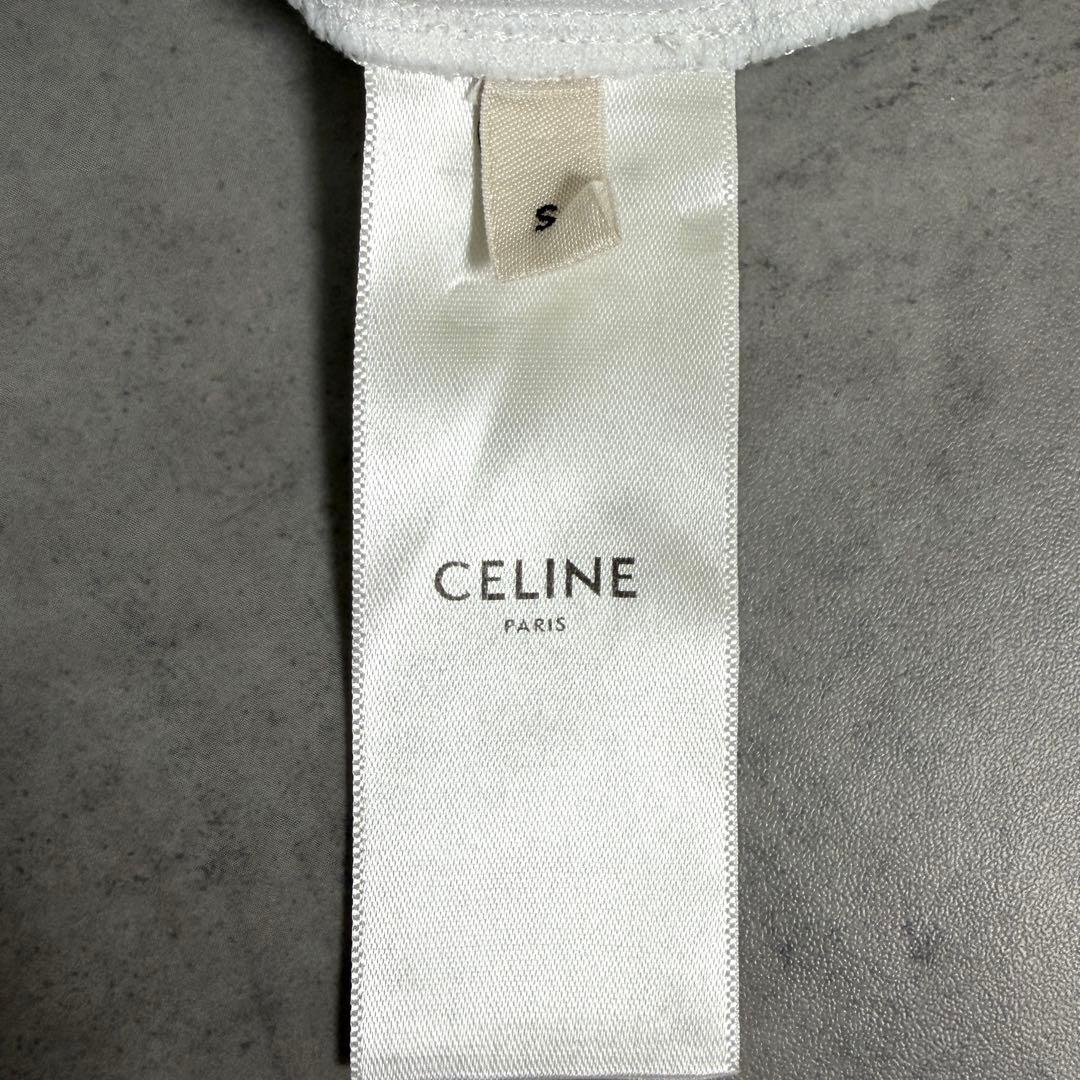 【CELINE】セリーヌTシャツ ホワイト ゴールド刺繍 ロゴ イタリア製S