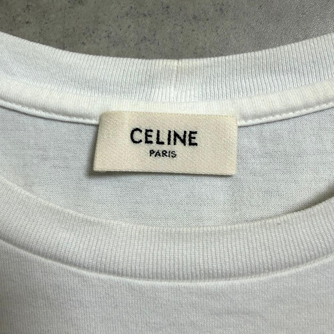 【CELINE】セリーヌTシャツ ホワイト ゴールド刺繍 ロゴ イタリア製S
