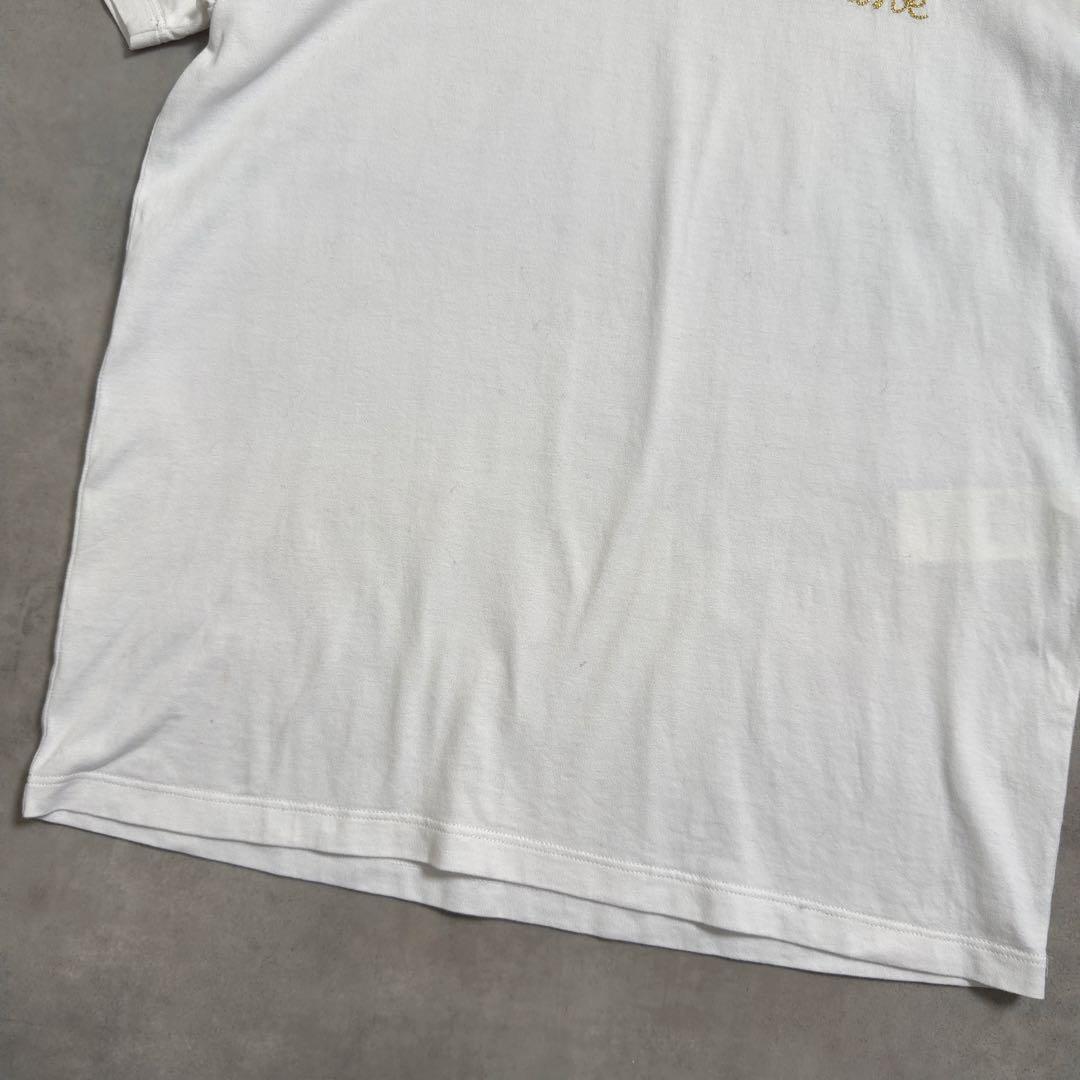【CELINE】セリーヌTシャツ ホワイト ゴールド刺繍 ロゴ イタリア製S