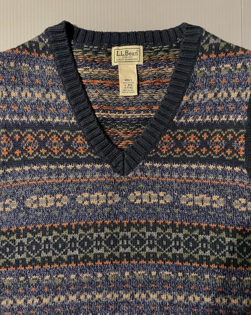L.L.Bean・レア品！フェアアイル・Vネック・コットンニットベスト