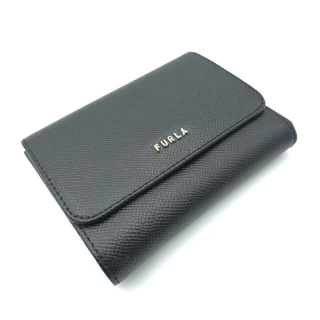 未使用 FURLA フルラ バビロン 三つ折り財布 レディース ブラック レザー