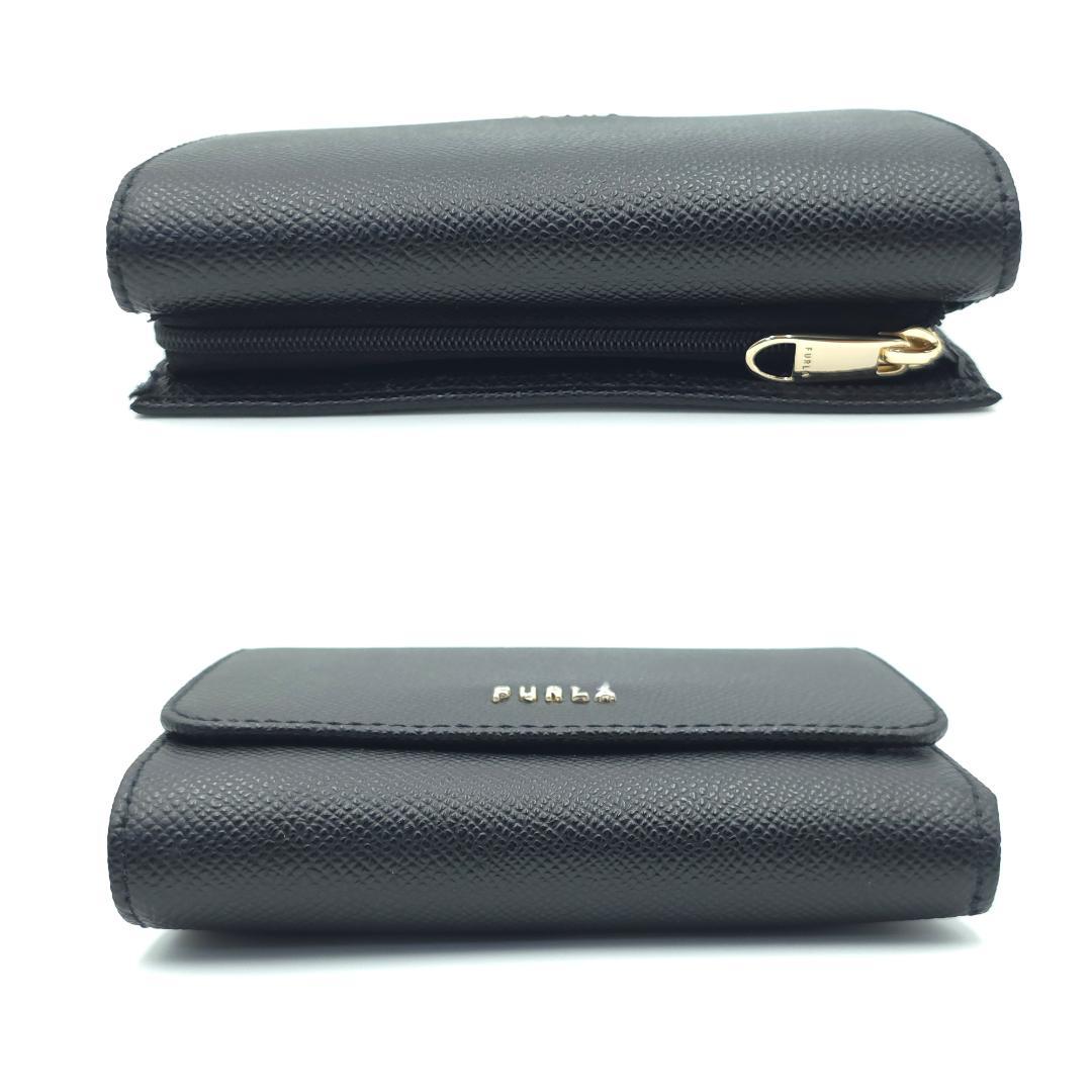未使用 FURLA フルラ バビロン 三つ折り財布 レディース ブラック レザー