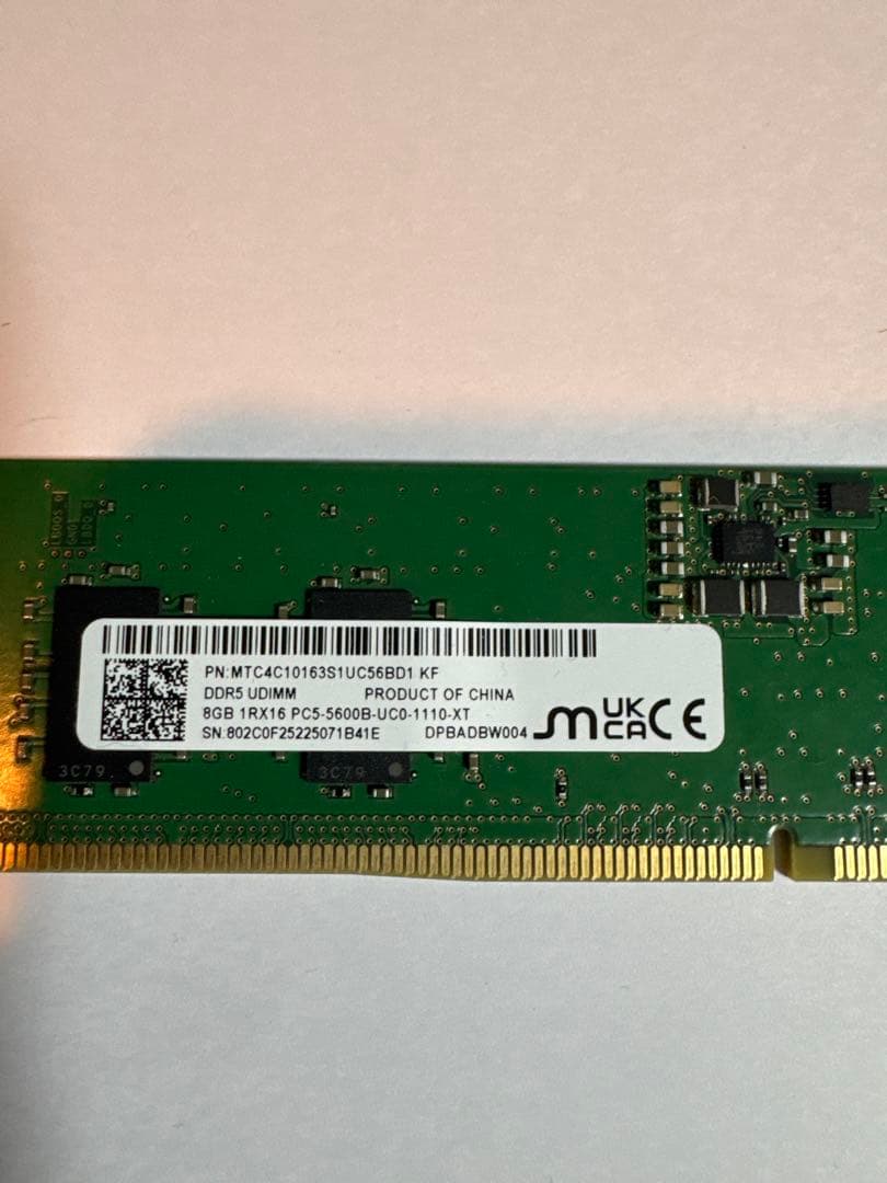 Micron DDR5-4800MHz 8GBx2枚 16GB