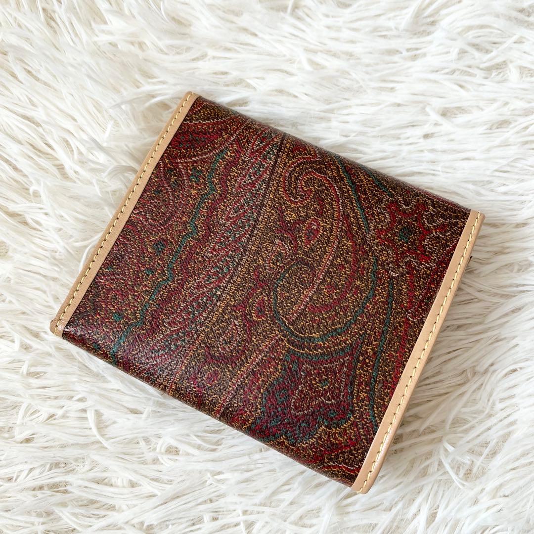 新品未使用✨ETRO エトロ　三つ折り財布　ペイズリー柄　レザー　フロントロゴ