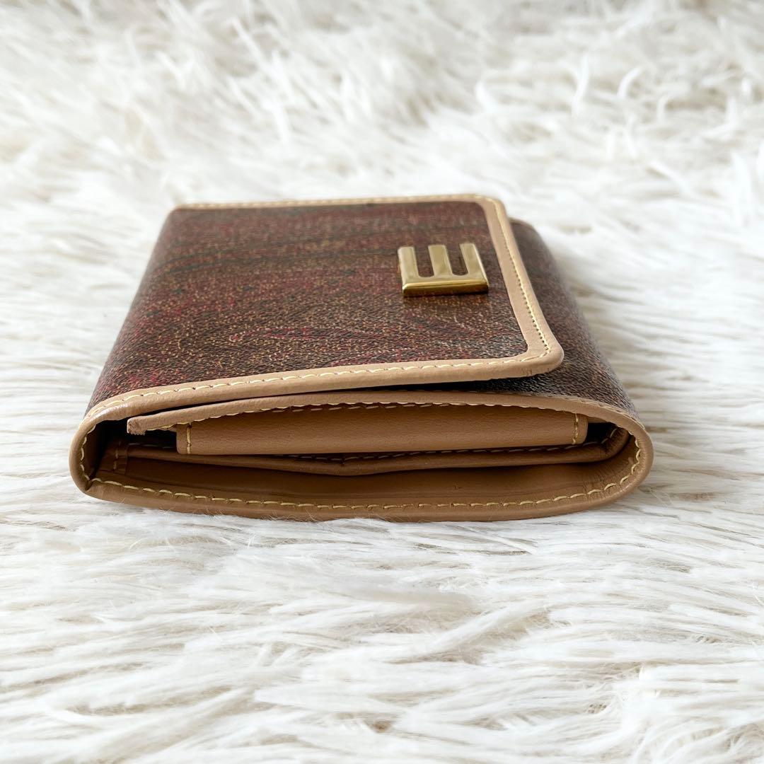 新品未使用✨ETRO エトロ　三つ折り財布　ペイズリー柄　レザー　フロントロゴ