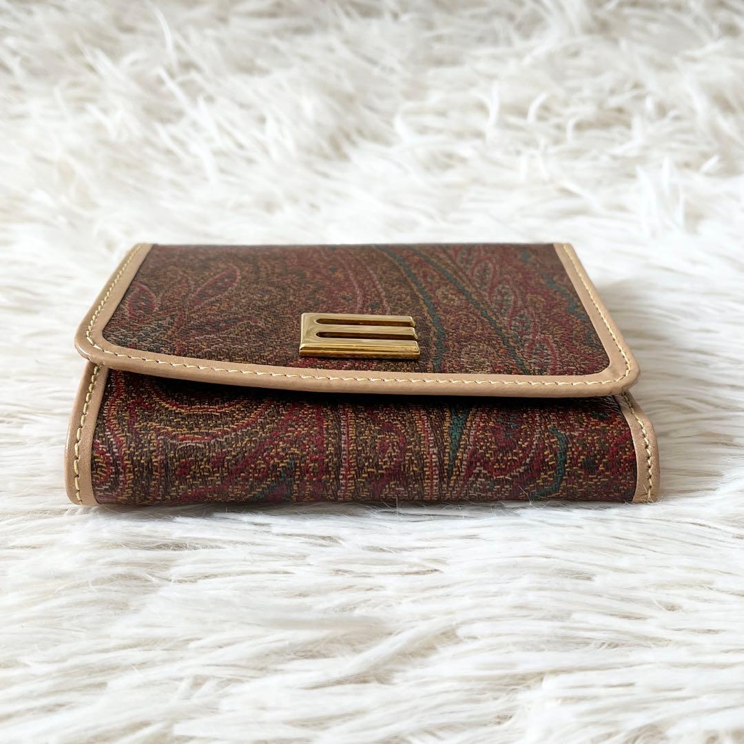 新品未使用✨ETRO エトロ　三つ折り財布　ペイズリー柄　レザー　フロントロゴ