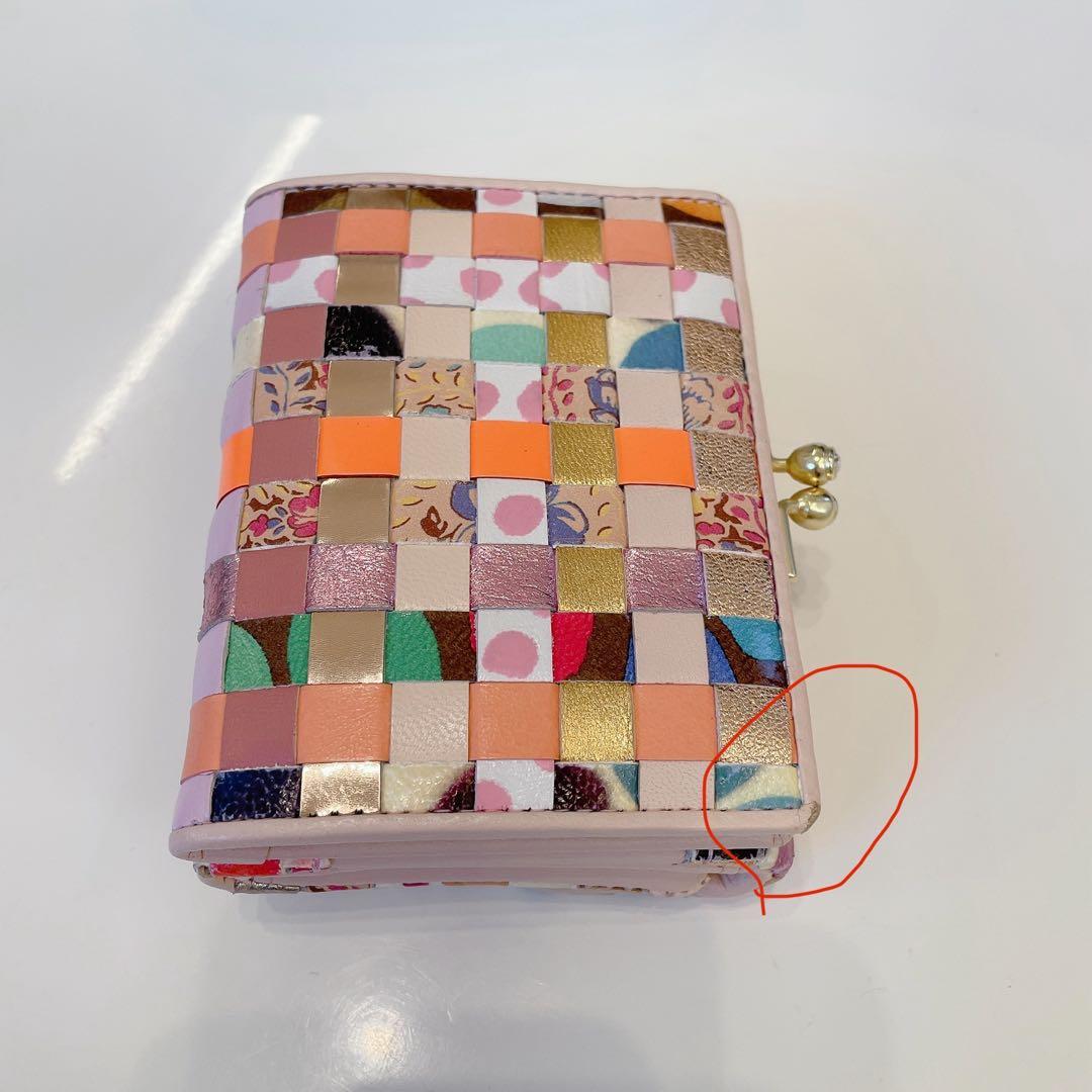【美品】ツモリチサト　編み込み　メッシュ　折財布　がま口財布　ラインストーン